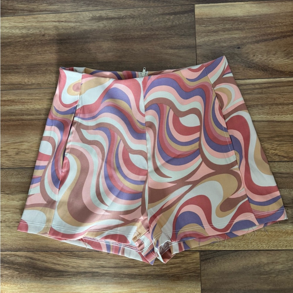 Altar'd State High Waist Psychedelic Pink and Purple Shorts